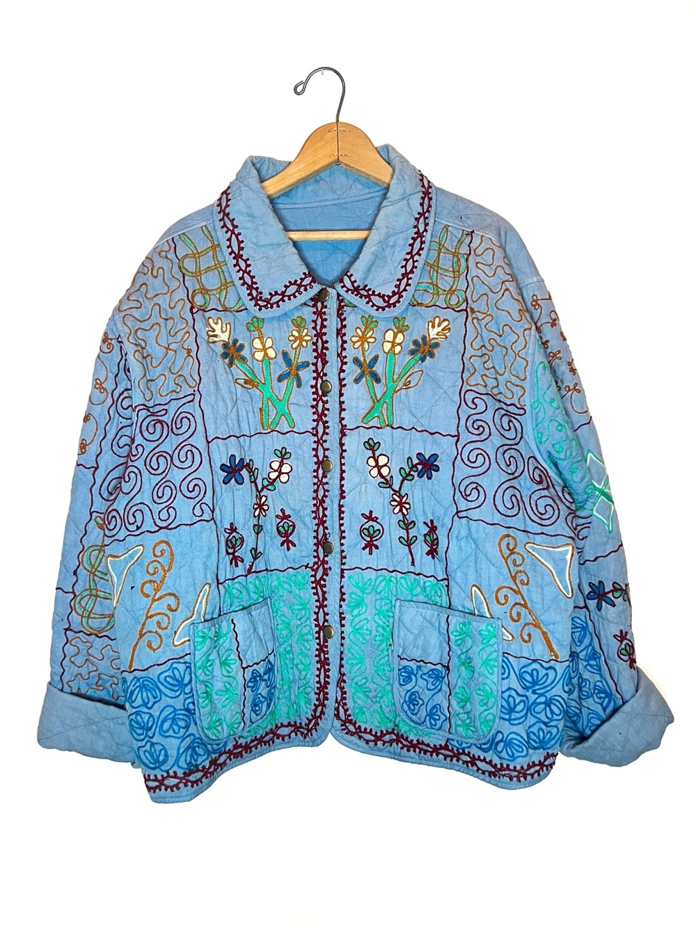 Vintage | Blue Embroidered Patchwork Jacket